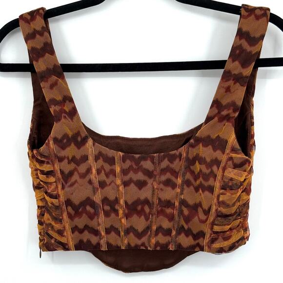 Zara Corset Women's M Y2K Festival Mesh Streetwear Mobwife Chocolate Brown Boho - Picture 5 of 8